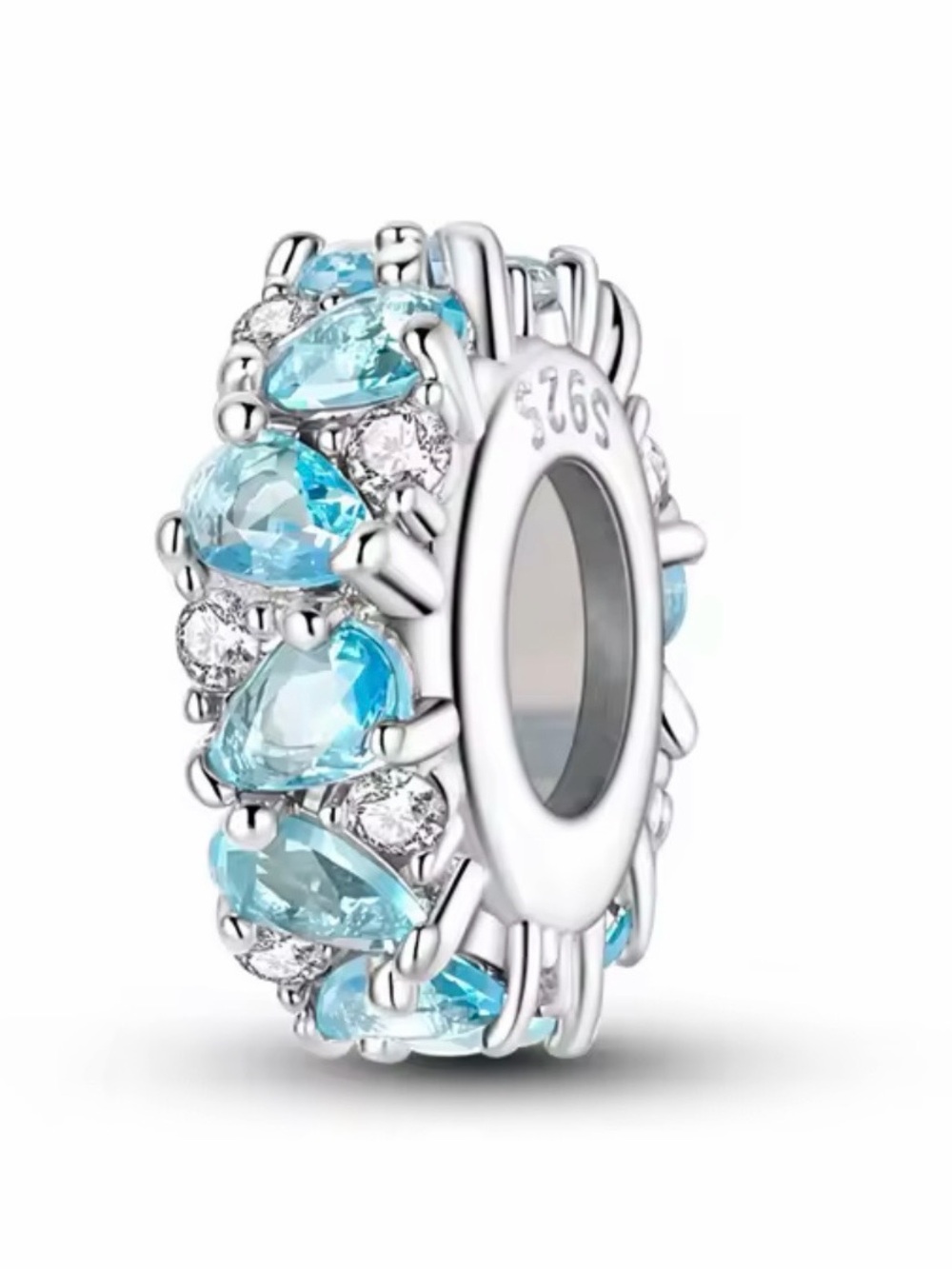 Pandora Sterling Silver Aqua Teardrop Spacer Charm